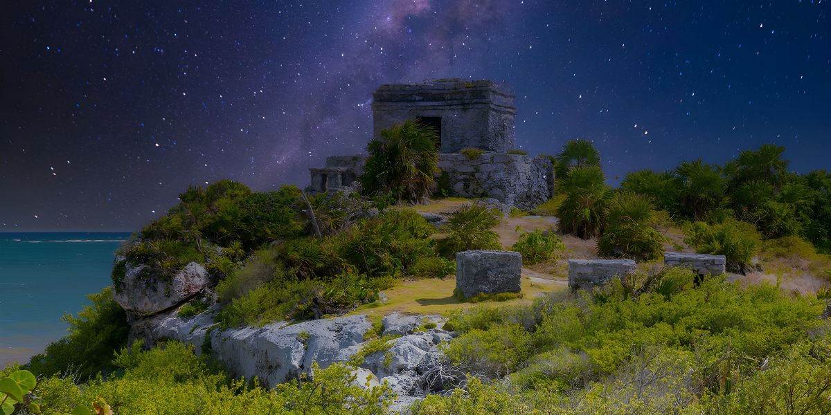 Mayan Ruins at night time in Tulum
