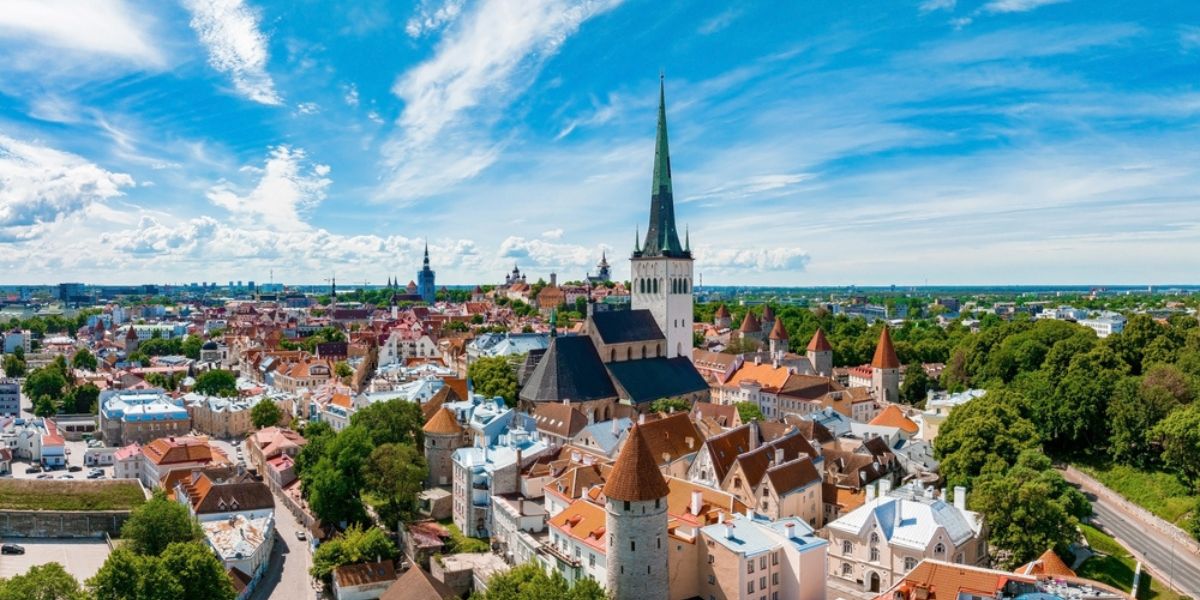 Beautiful Aerial view of Tallinn, Estonia