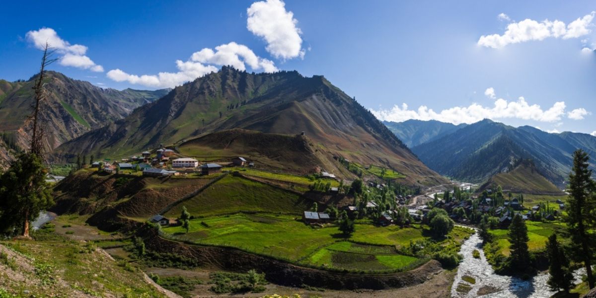Panoramic view of Sheikhpora village, Tulail Valley, Gurez