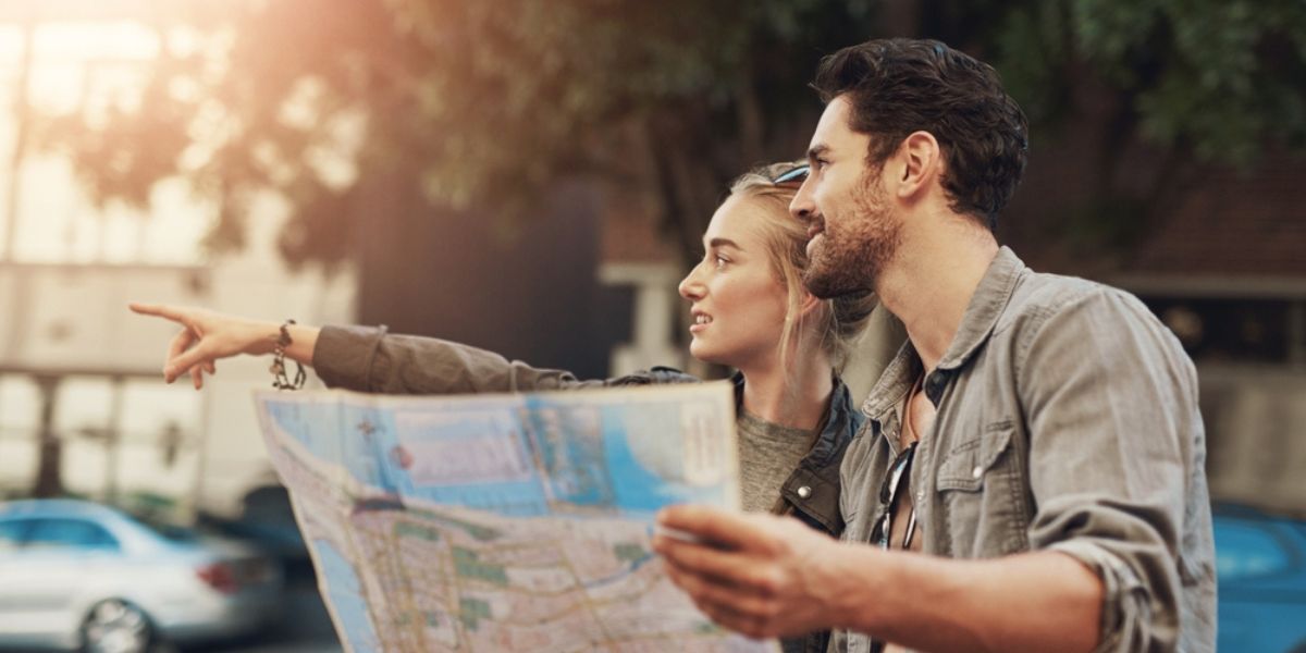 Tourists checking the map